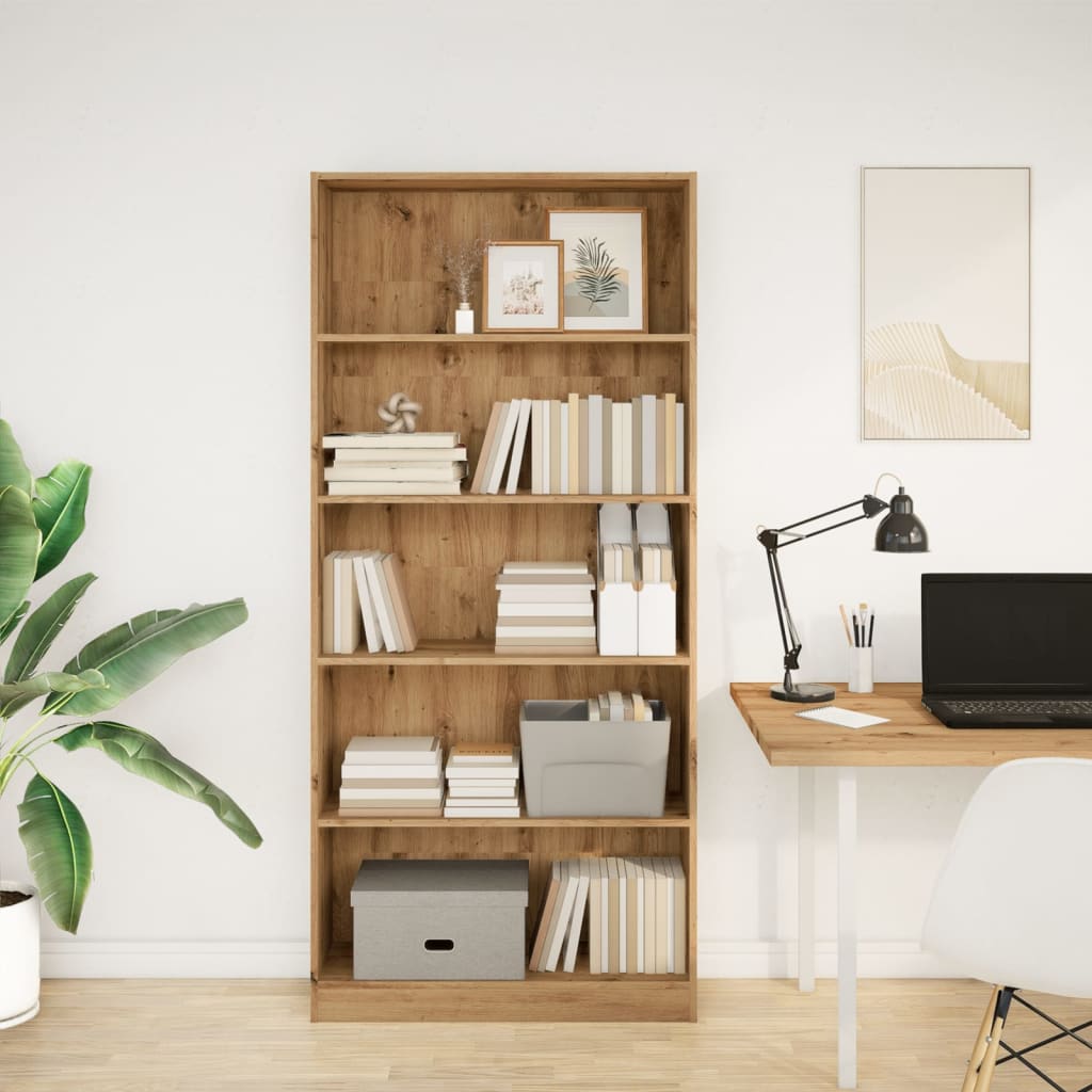 Bibliothèque chêne artisanal 80x24x176 cm bois d'ingénierie - XIOS