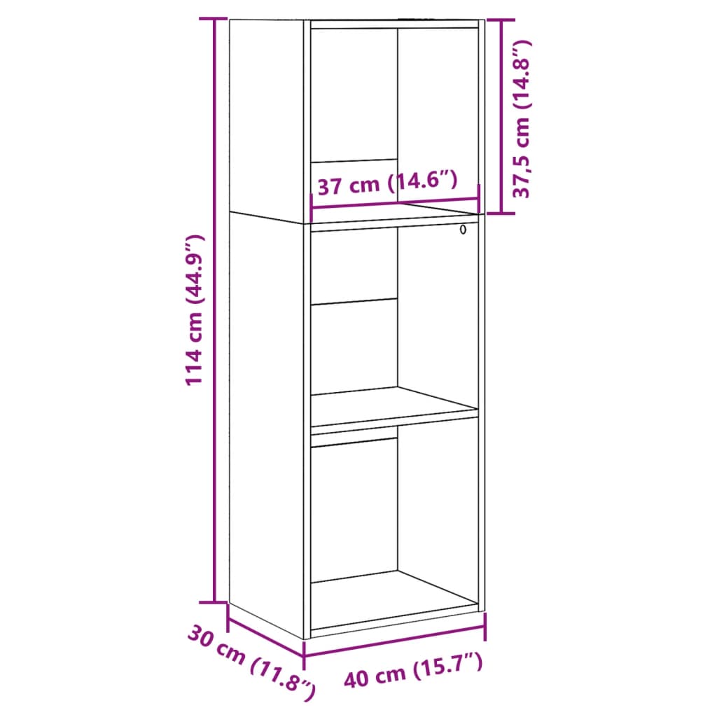 Bibliothèque chêne sonoma 40x30x114 cm bois d'ingénierie - XIOS
