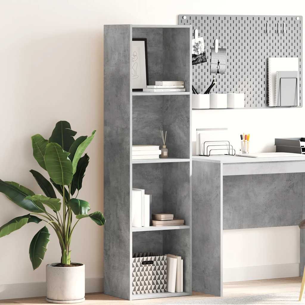 Bibliothèque gris béton 40x30x152 cm bois d'ingénierie - XIOS