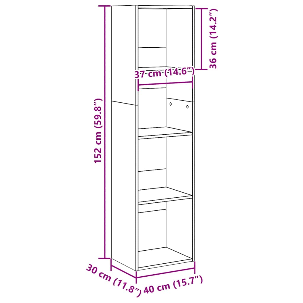 Bibliothèque vieux bois 40x30x152 cm bois d'ingénierie - XIOS