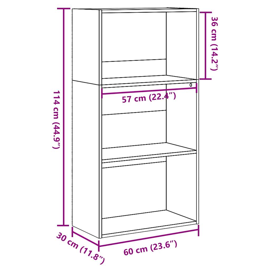 Bibliothèque sonoma gris 60x30x114 cm bois d'ingénierie - XIOS