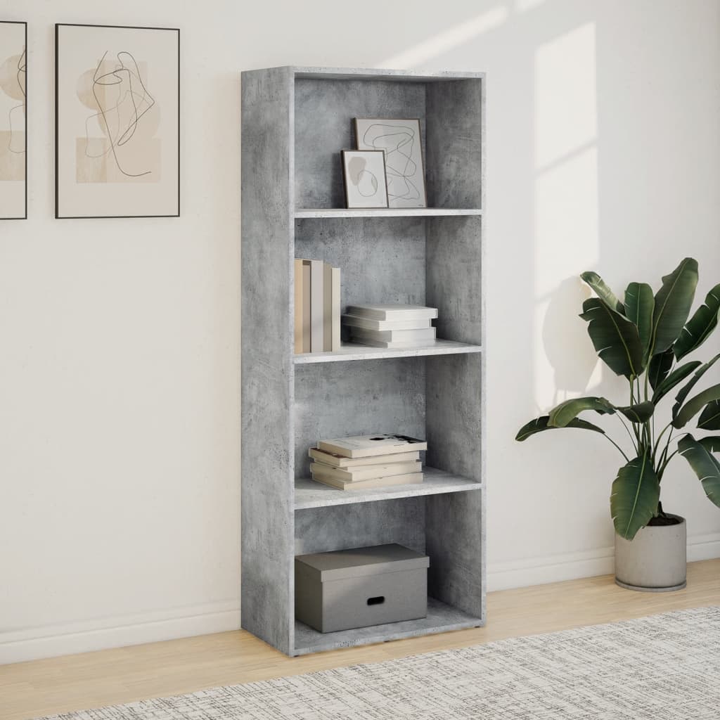 Bibliothèque gris béton 60x30x152 cm bois d'ingénierie - XIOS