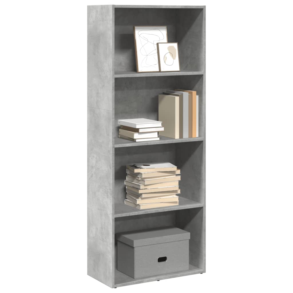 Bibliothèque gris béton 60x30x152 cm bois d'ingénierie - XIOS