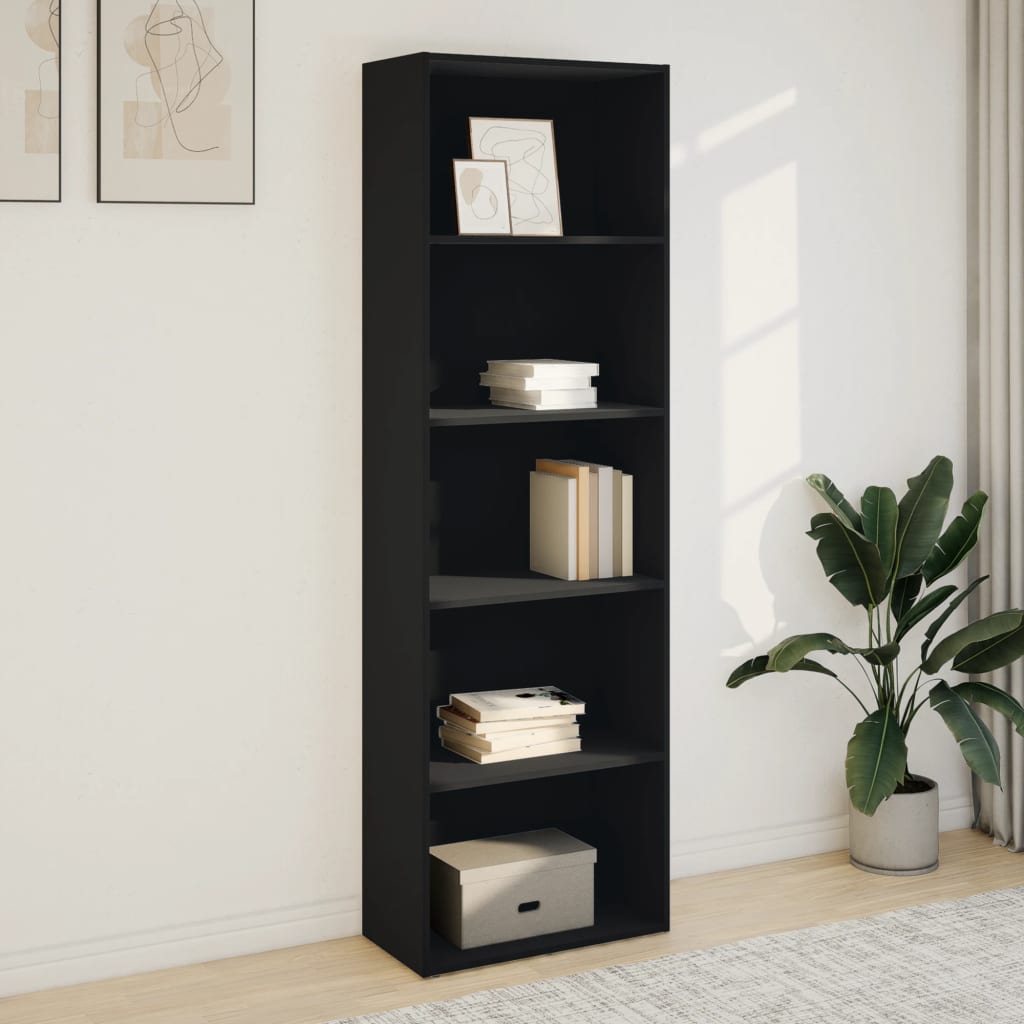 Bibliothèque noir 60x30x189 cm bois d'ingénierie - XIOS