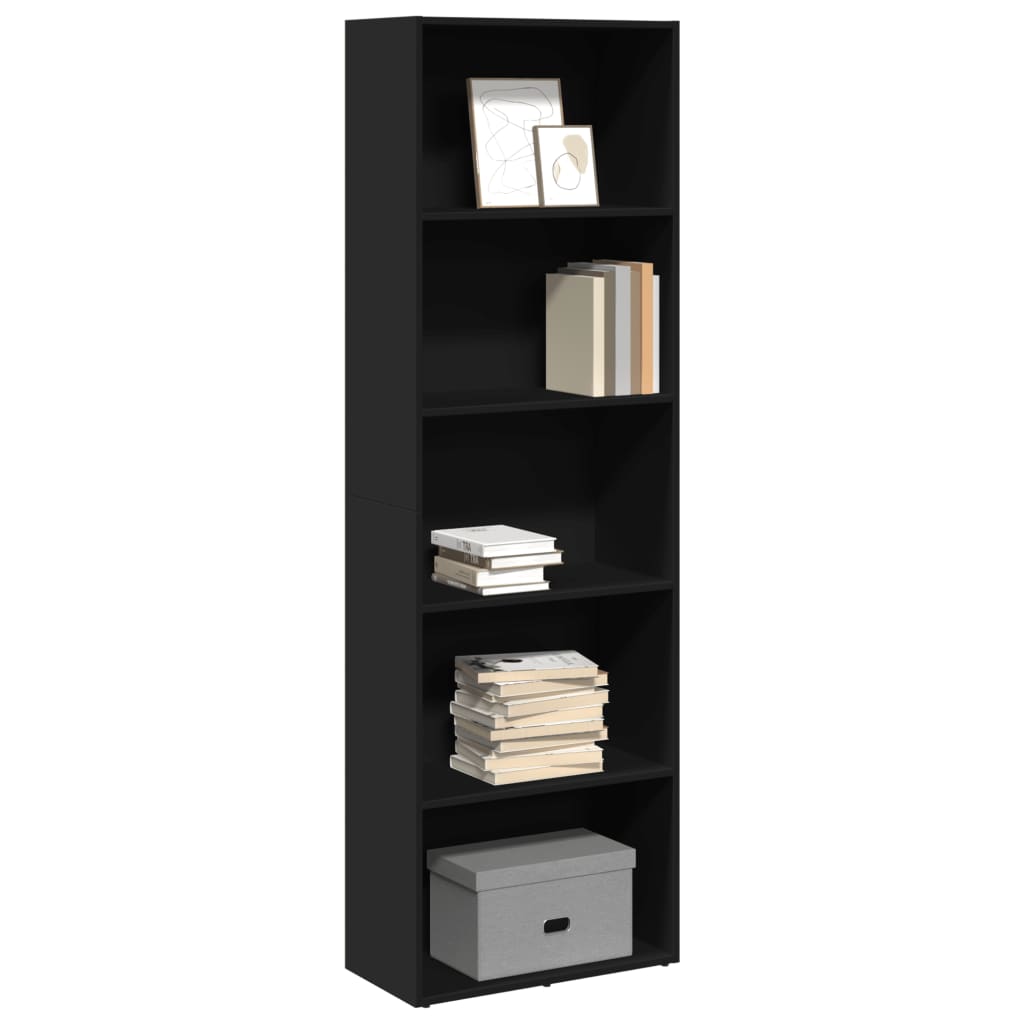 Bibliothèque noir 60x30x189 cm bois d'ingénierie - XIOS