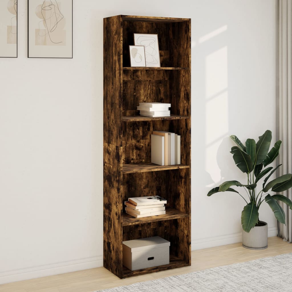 Bibliothèque chêne fumé 60x30x189 cm bois d'ingénierie - XIOS