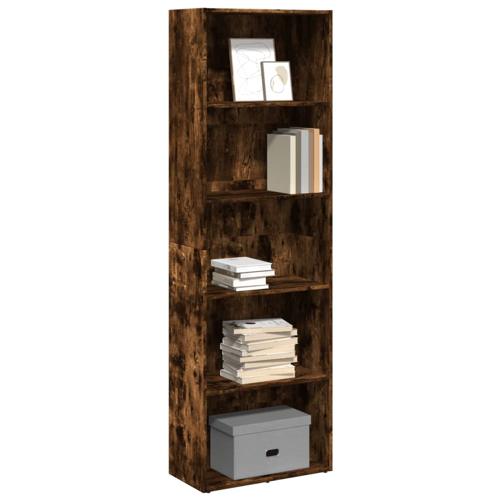 Bibliothèque chêne fumé 60x30x189 cm bois d'ingénierie - XIOS
