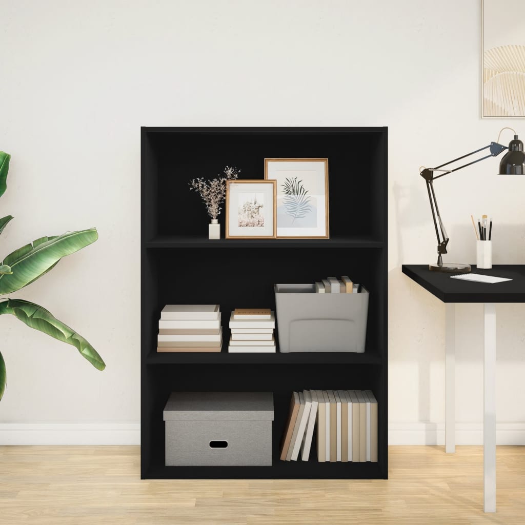 Bibliothèque noir 80x30x114 cm bois d'ingénierie - XIOS