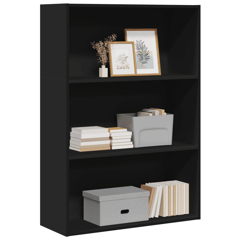 Bibliothèque noir 80x30x114 cm bois d'ingénierie - XIOS