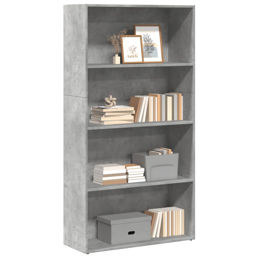 Bibliothèque gris béton 80x30x152 cm bois d'ingénierie - XIOS