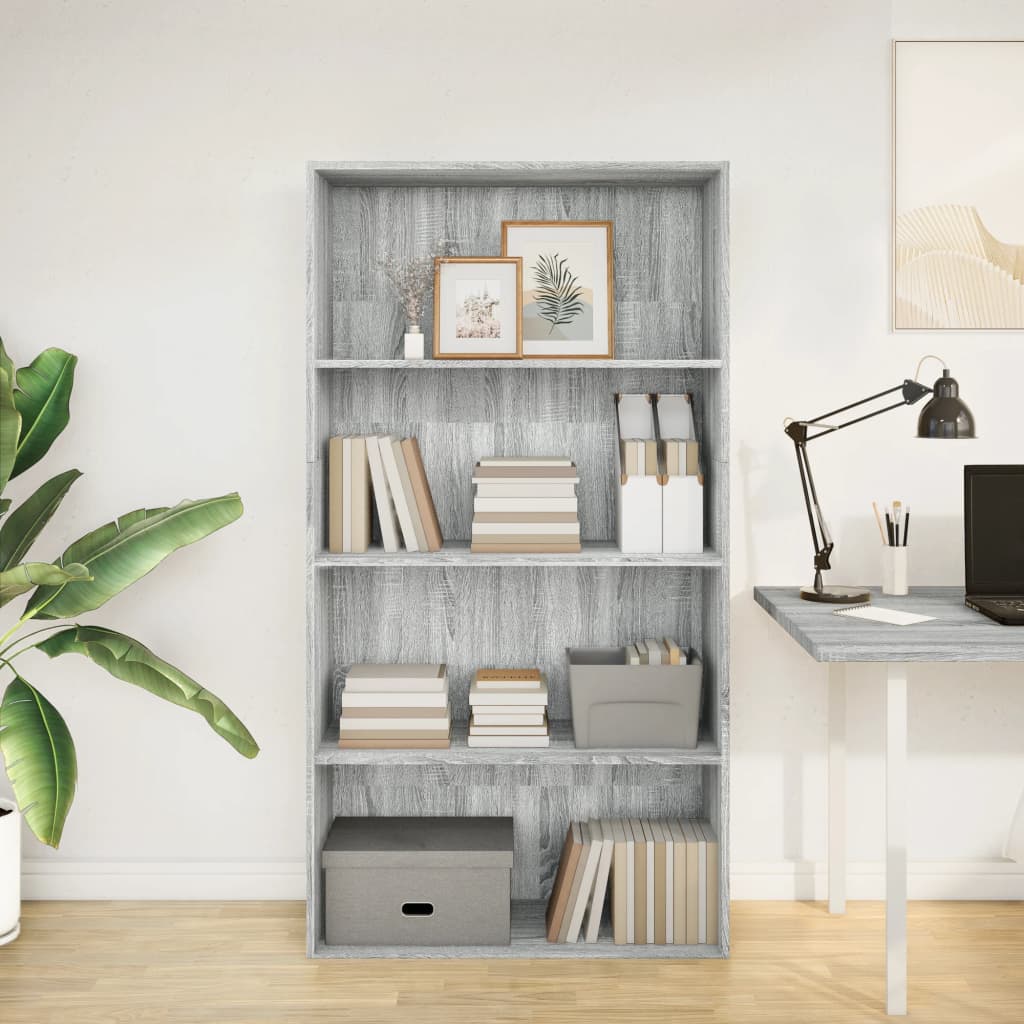 Bibliothèque sonoma gris 80x30x152 cm bois d'ingénierie - XIOS