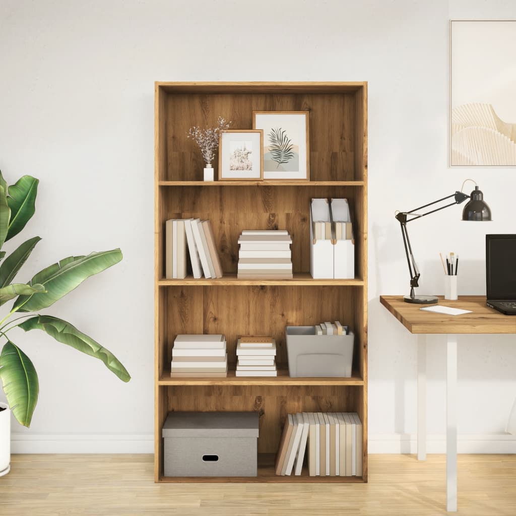 Bibliothèque chêne artisanal 80x30x152 cm bois d'ingénierie - XIOS