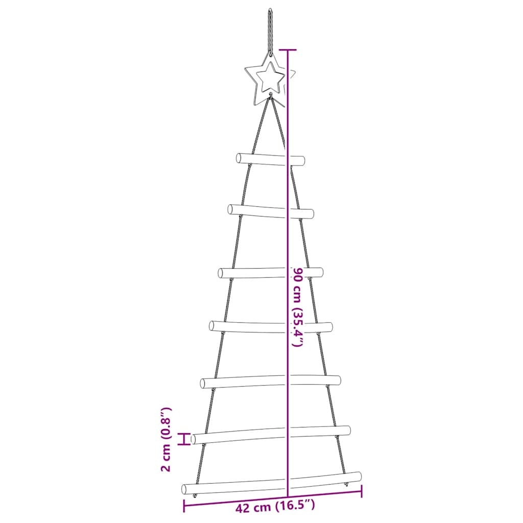 Sapins de Noël suspendus avec étoiles supérieures 2 pièces 42x90 cm Branche naturelle - XIOS
