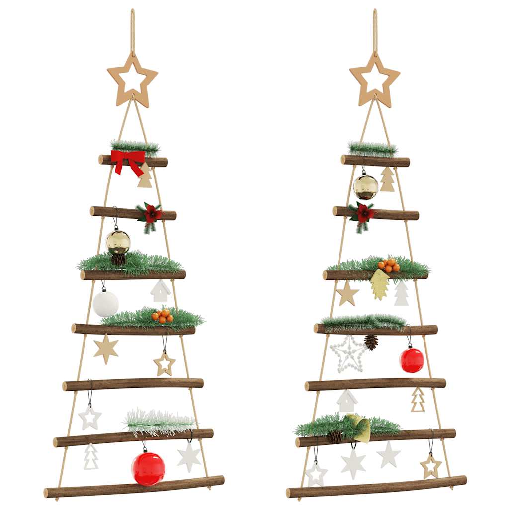 Sapins de Noël suspendus avec étoiles supérieures 2 pièces 42x90 cm Branche naturelle - XIOS