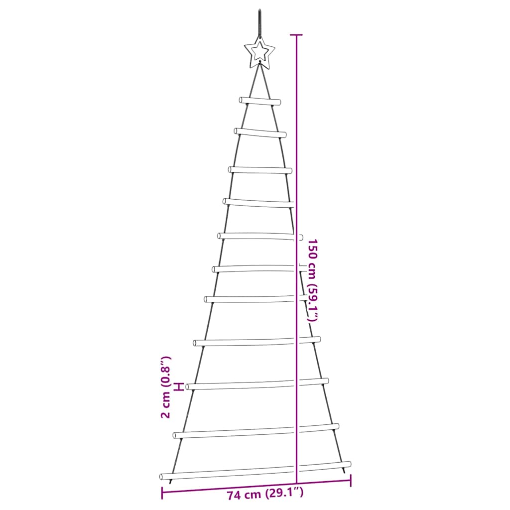 Sapin de Noël suspendu avec étoile supérieure 74 x 150 cm Branche naturelle - XIOS