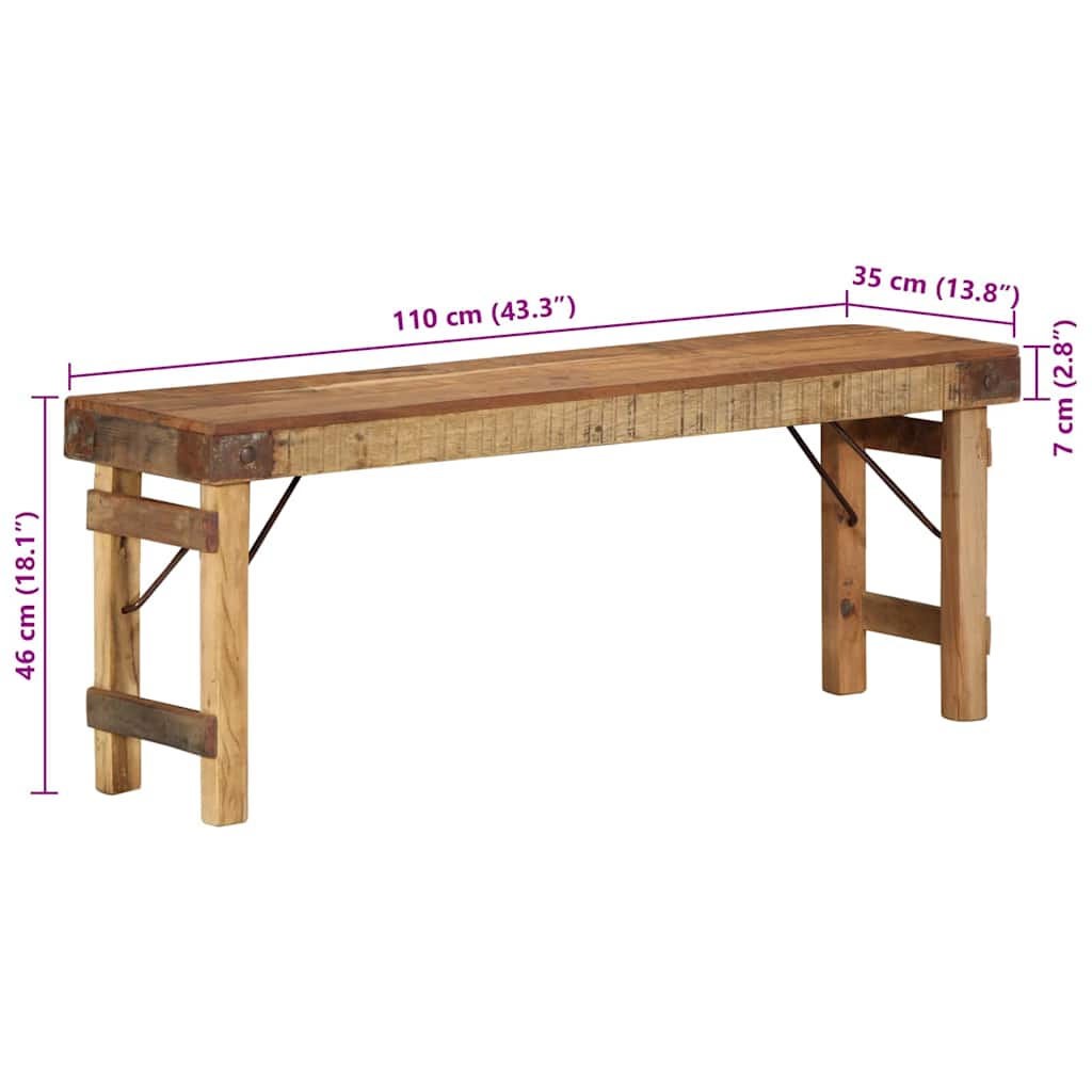 banc Naturel 110 x 35 x 46 cm Bois ancien récupéré - XIOS