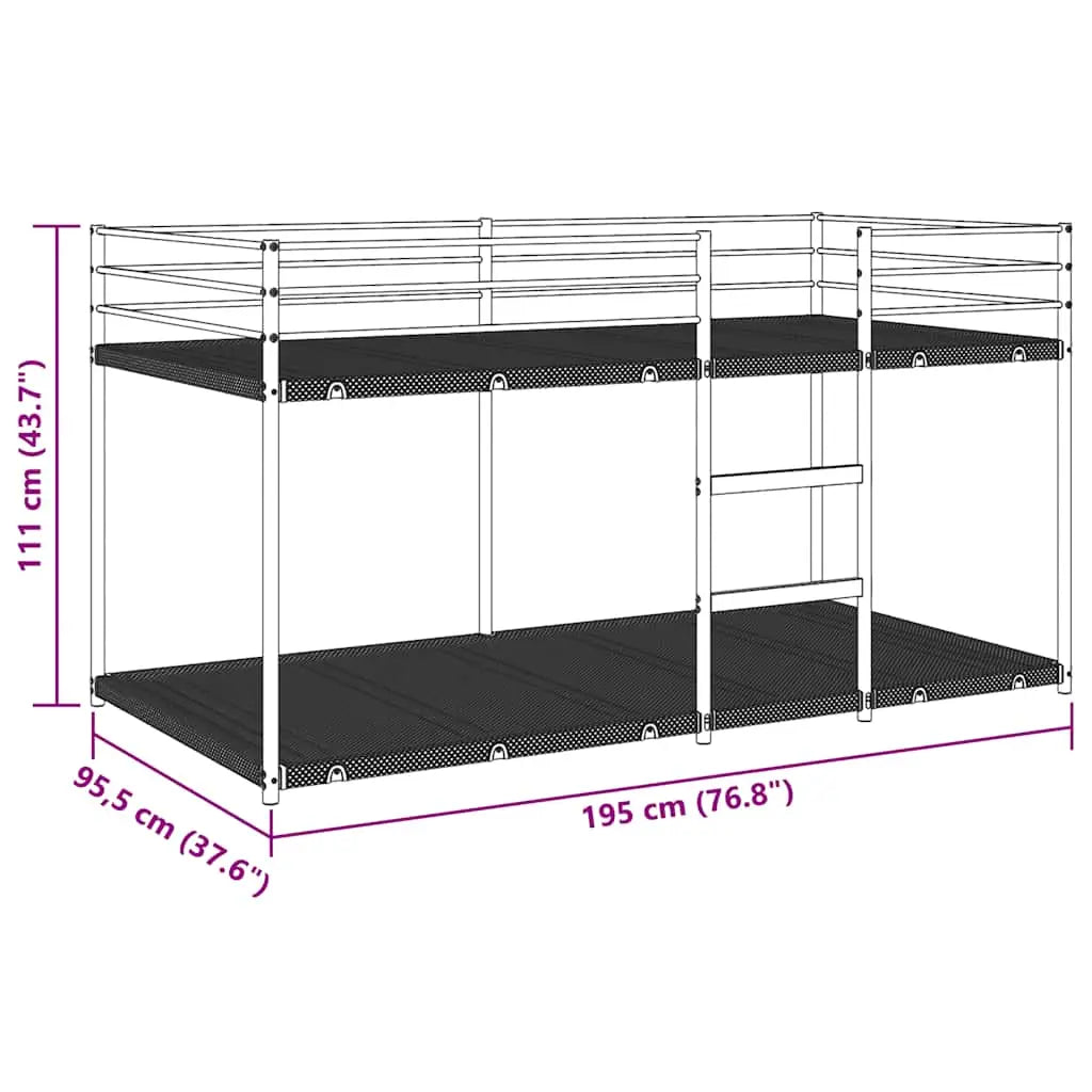 Lit superposé sans matelas blanc 90x190 cm acier - XIOS