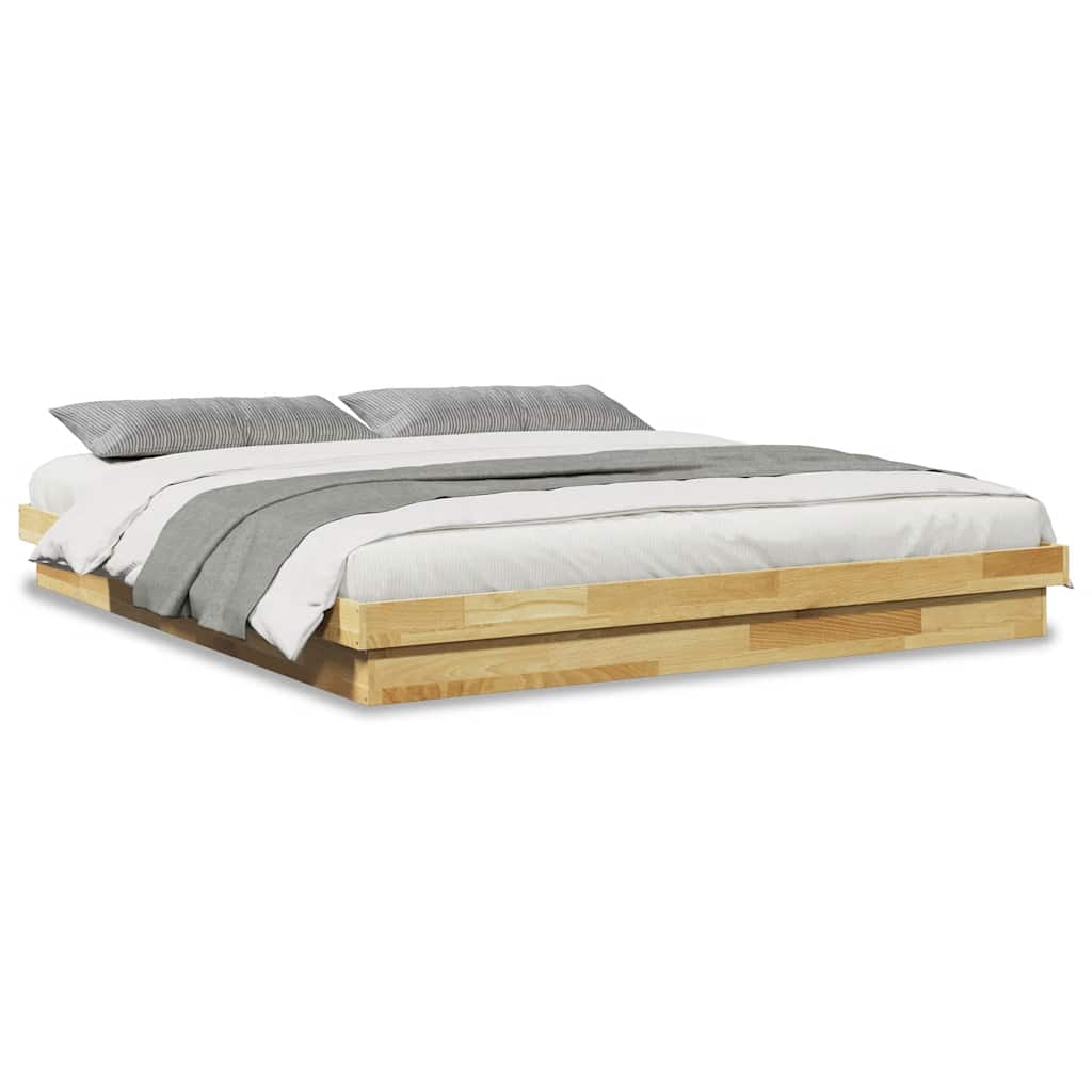 Cadre de lit sans matelas 200 x 200 cm en bois massif de chêne - XIOS