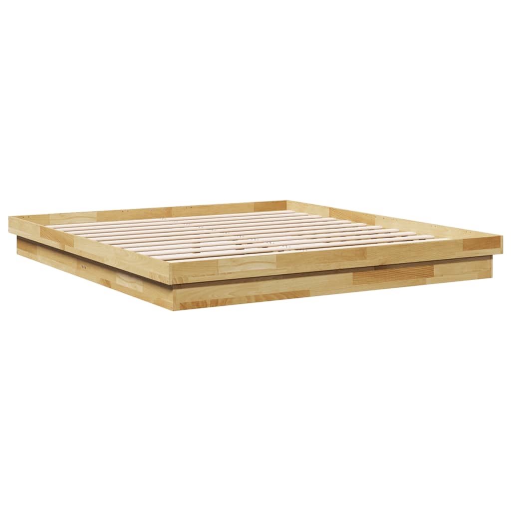 Cadre de lit sans matelas 200 x 200 cm en bois massif de chêne - XIOS