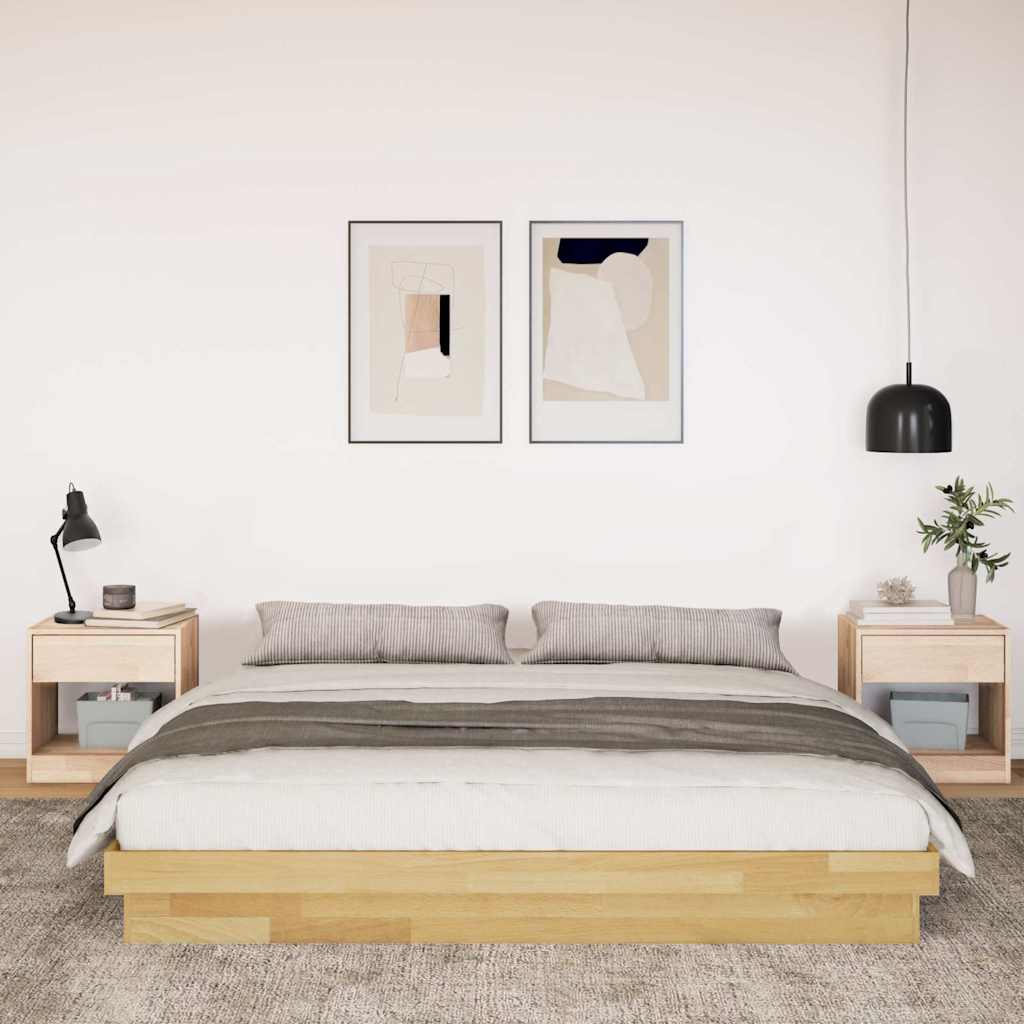 Cadre de lit sans matelas 200 x 200 cm en bois massif de chêne - XIOS