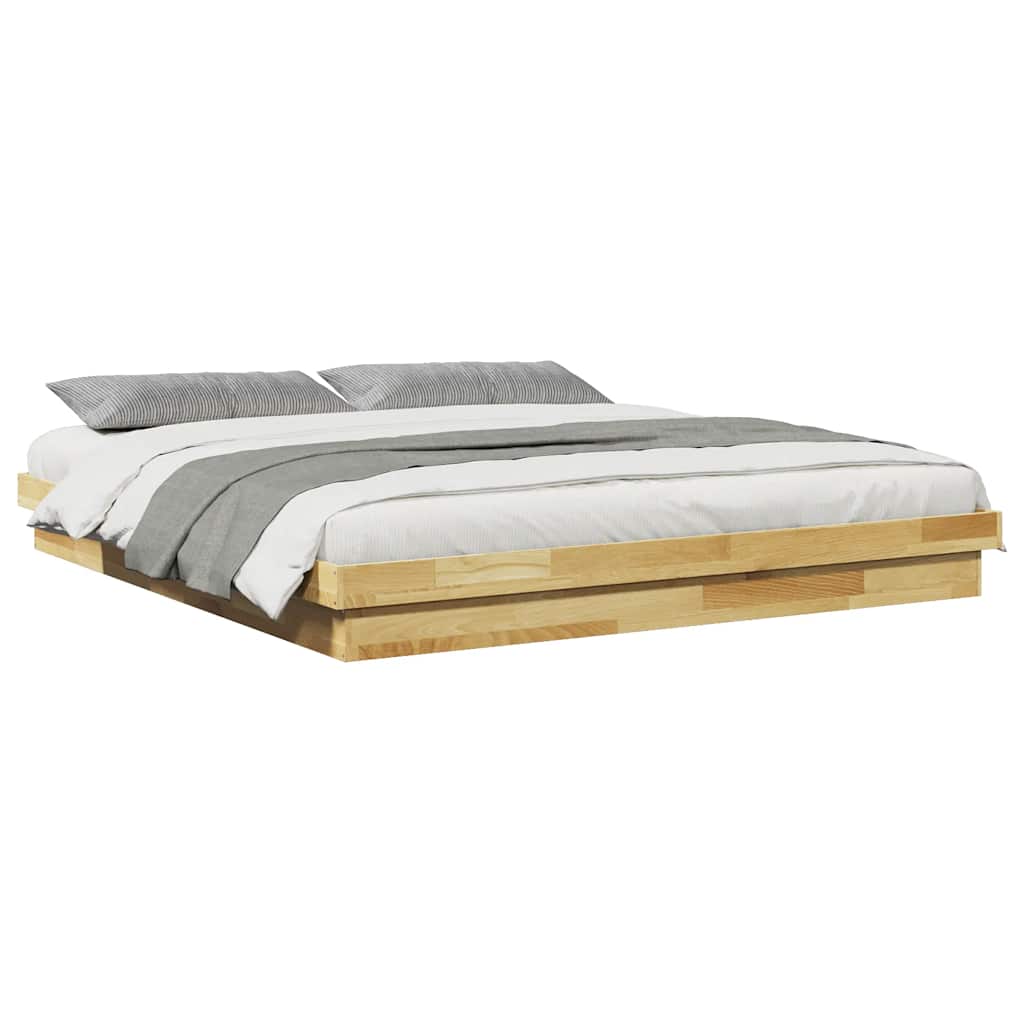 Cadre de lit sans matelas 200 x 200 cm en bois massif de chêne - XIOS