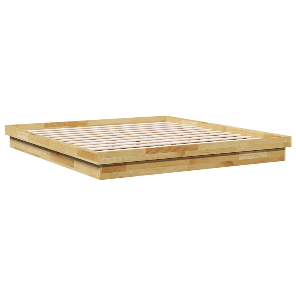 Cadre de lit sans matelas 200 x 200 cm en bois massif de chêne - XIOS