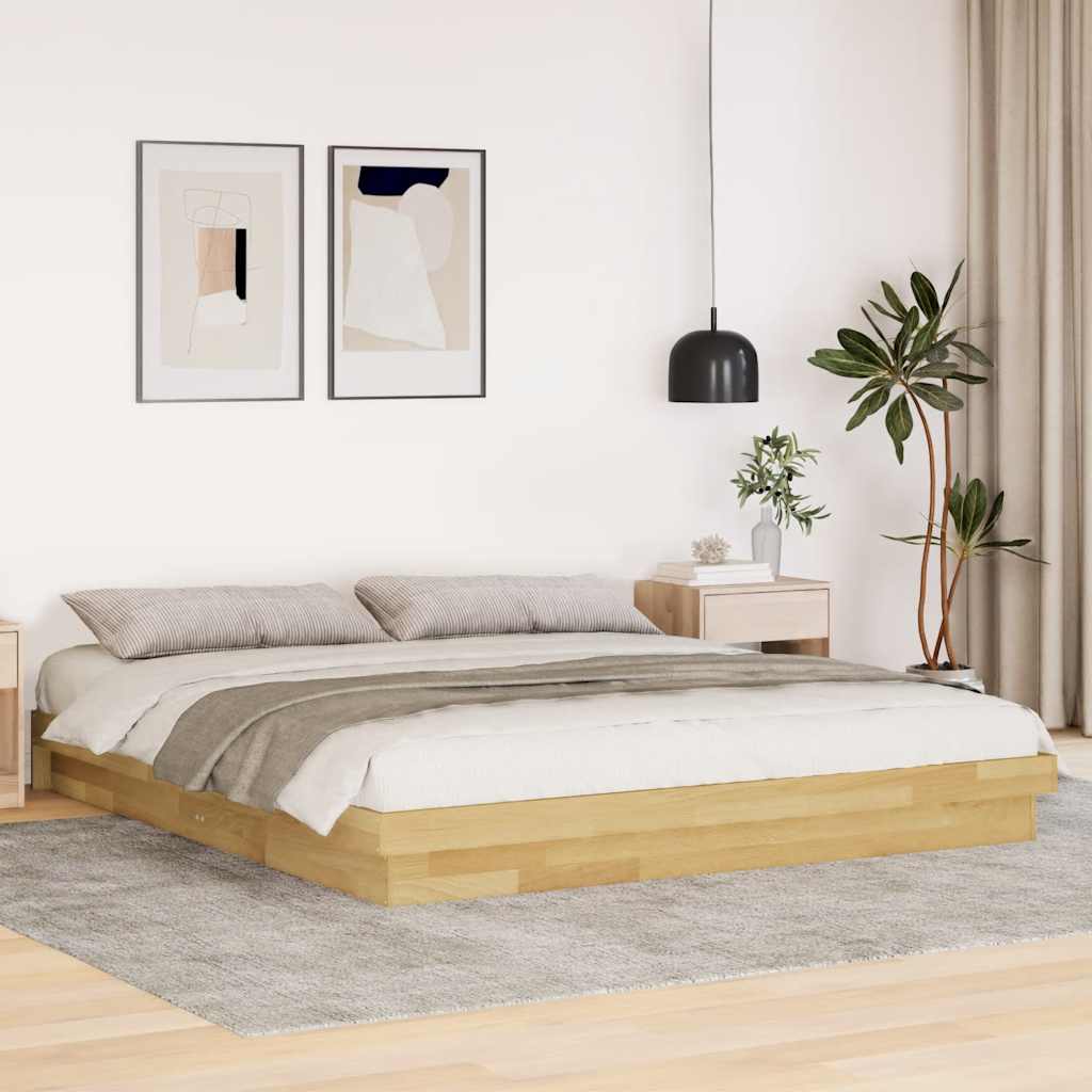 Cadre de lit sans matelas 200 x 200 cm en bois massif de chêne - XIOS