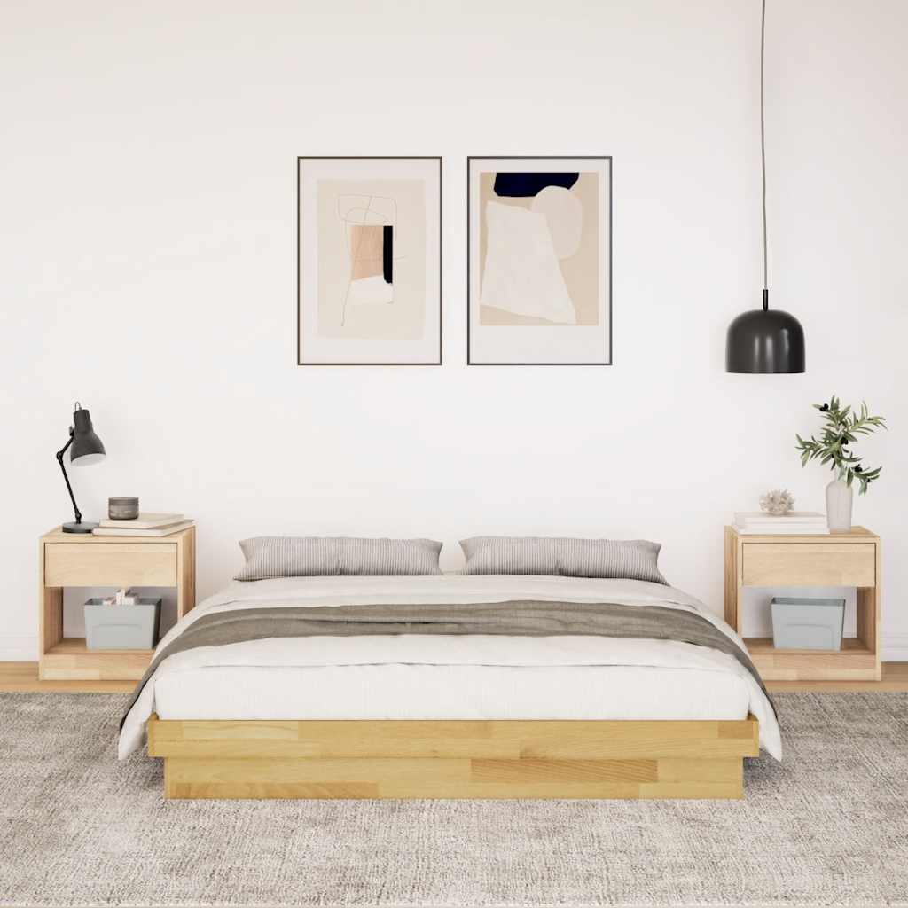 Cadre de lit sans matelas 160x200 cm bois massif de chêne - XIOS