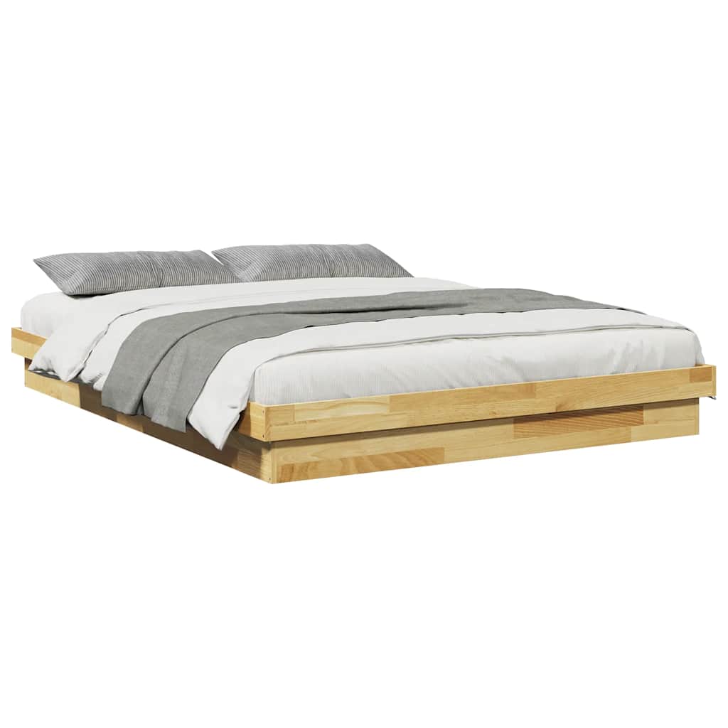 Cadre de lit sans matelas 140x200 cm bois massif de chêne - XIOS