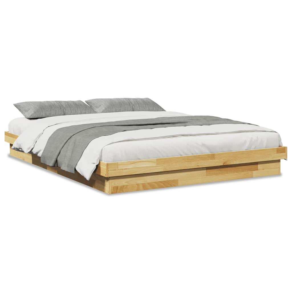Cadre de lit sans matelas 140x190 cm bois massif de chêne - XIOS