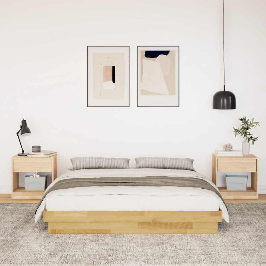 Cadre de lit sans matelas 140x190 cm bois massif de chêne - XIOS
