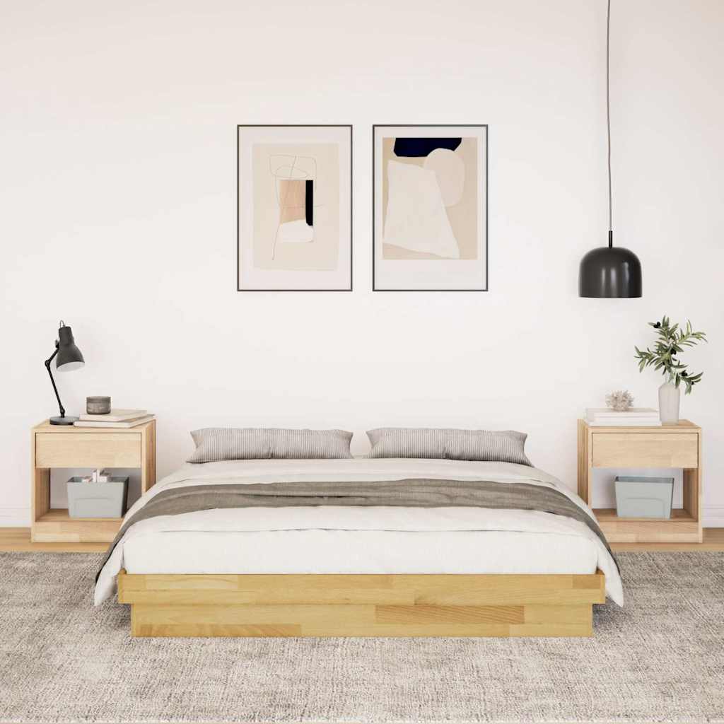 Cadre de lit sans matelas 135x190 cm bois massif de chêne - XIOS