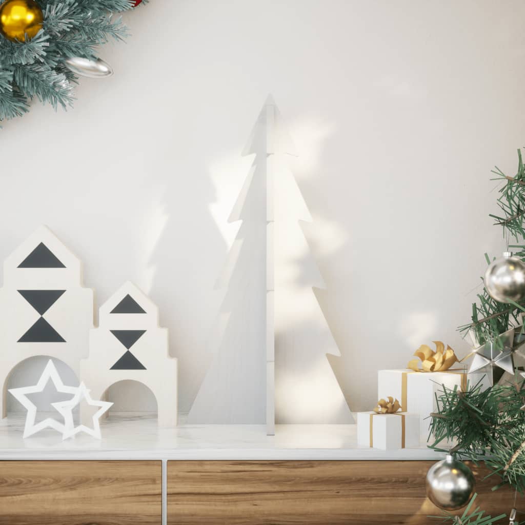 Arbre de Noël en bois pour décoration blanc 59,5cm pin massif - XIOS