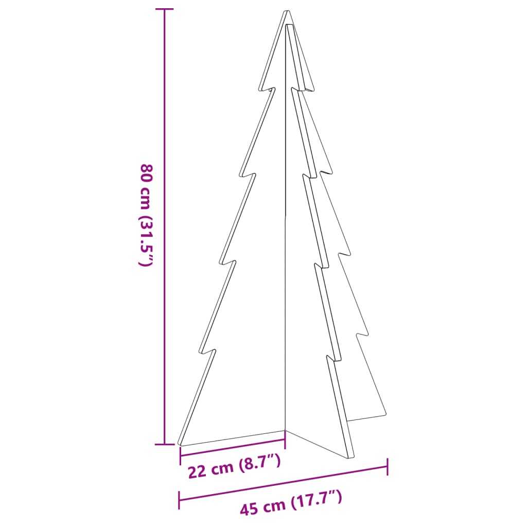 Arbre de Noël en bois pour décoration 80 cm bois massif de pin - XIOS
