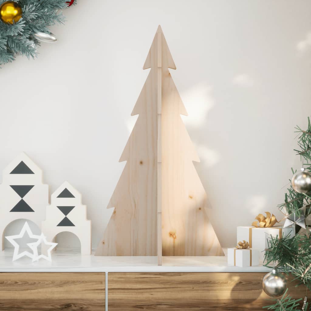 Arbre de Noël en bois pour décoration 80 cm bois massif de pin - XIOS