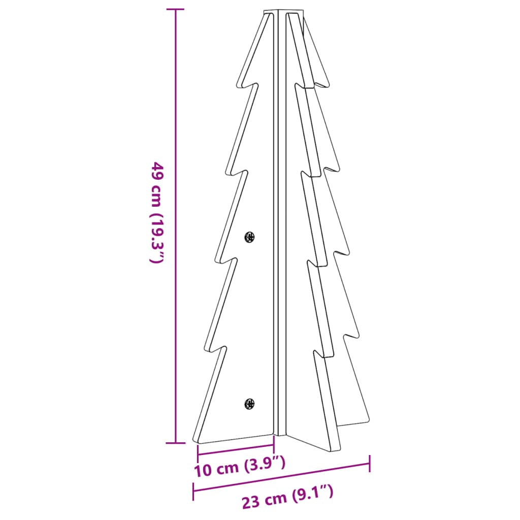 Arbre de Noël en bois pour décoration 49 cm bois massif de pin - XIOS