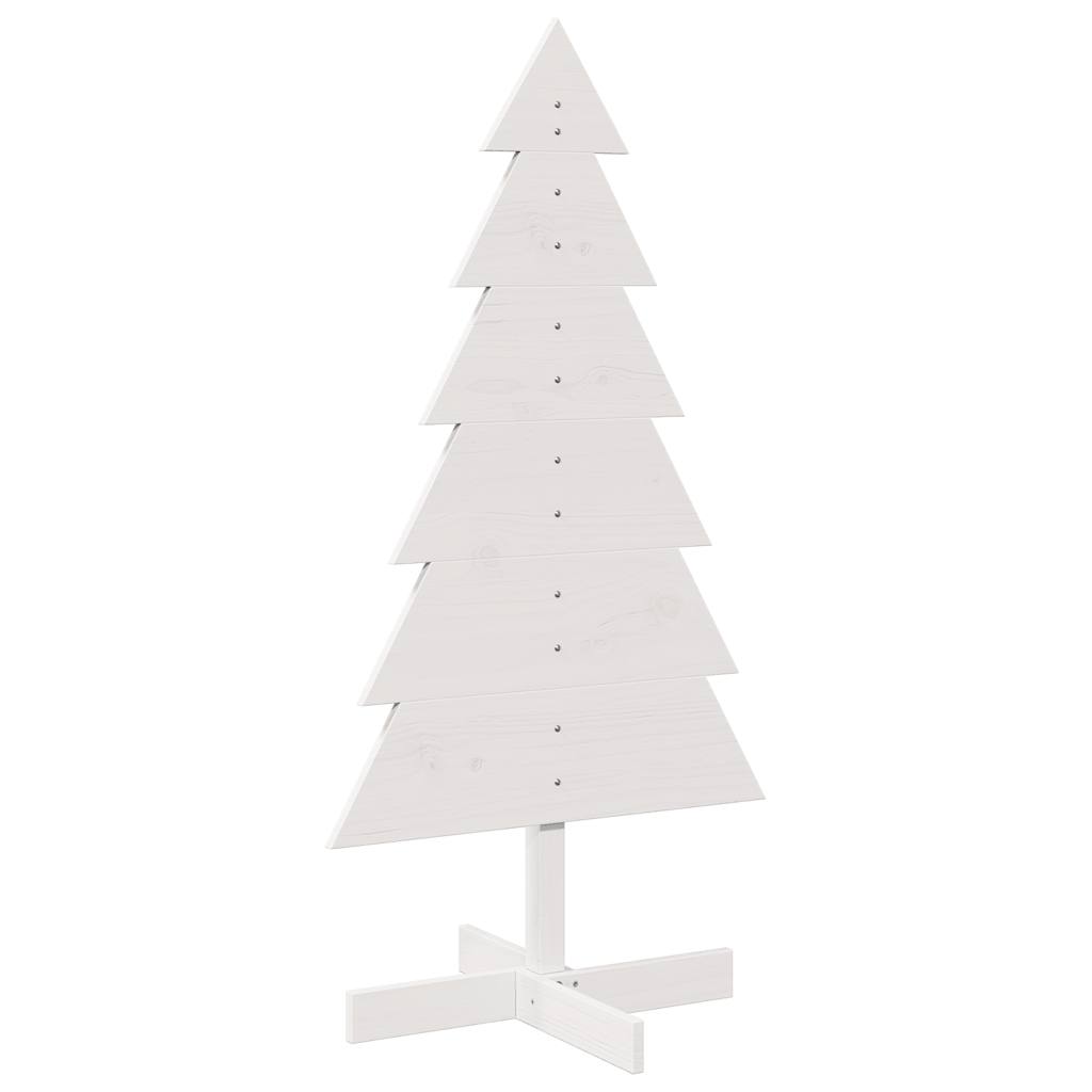 Arbre de Noël en bois pour décoration blanc 120 cm pin massif - XIOS