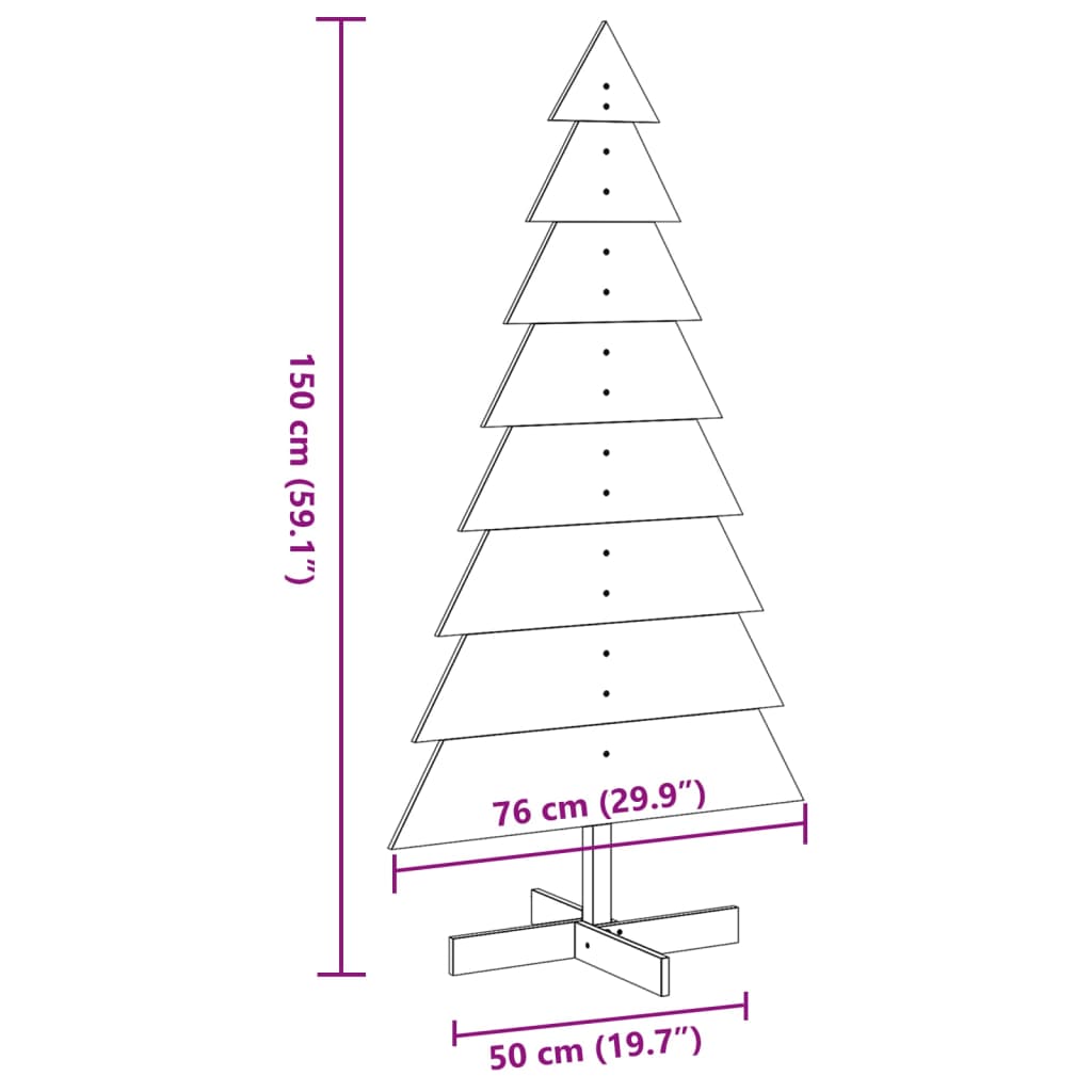 Arbre de Noël en bois pour décoration 150 cm bois massif de pin - XIOS