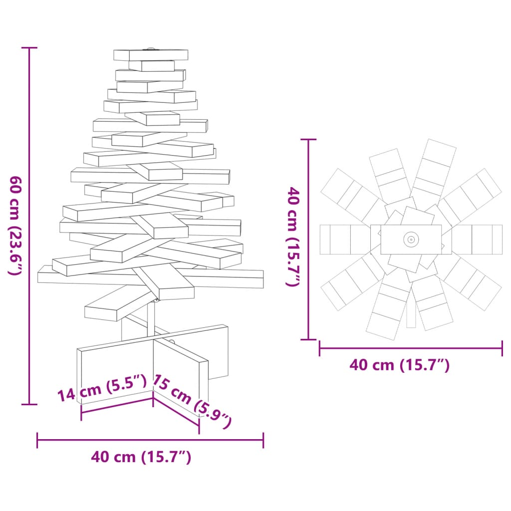 Arbre de Noël en bois pour décoration 60 cm bois massif de pin - XIOS