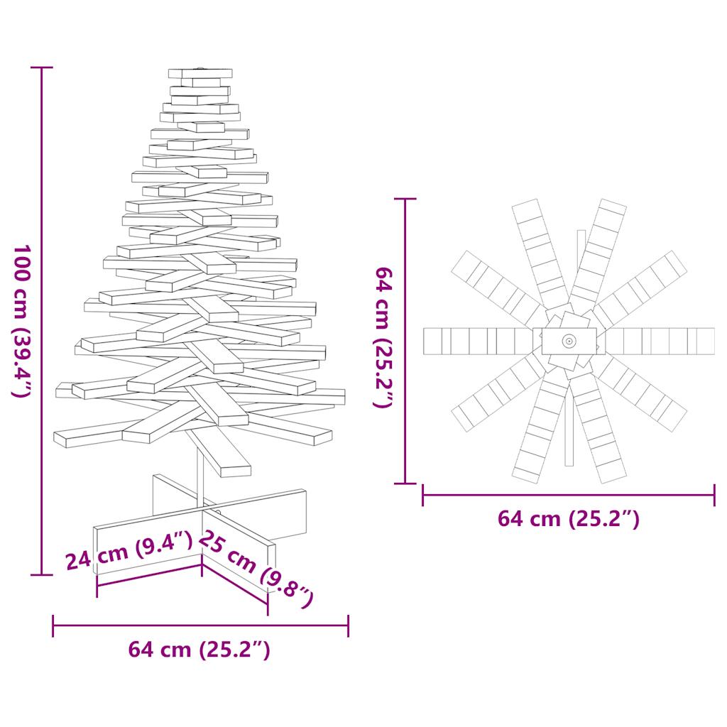 Arbre de Noël en bois pour décoration blanc 100 cm pin massif - XIOS