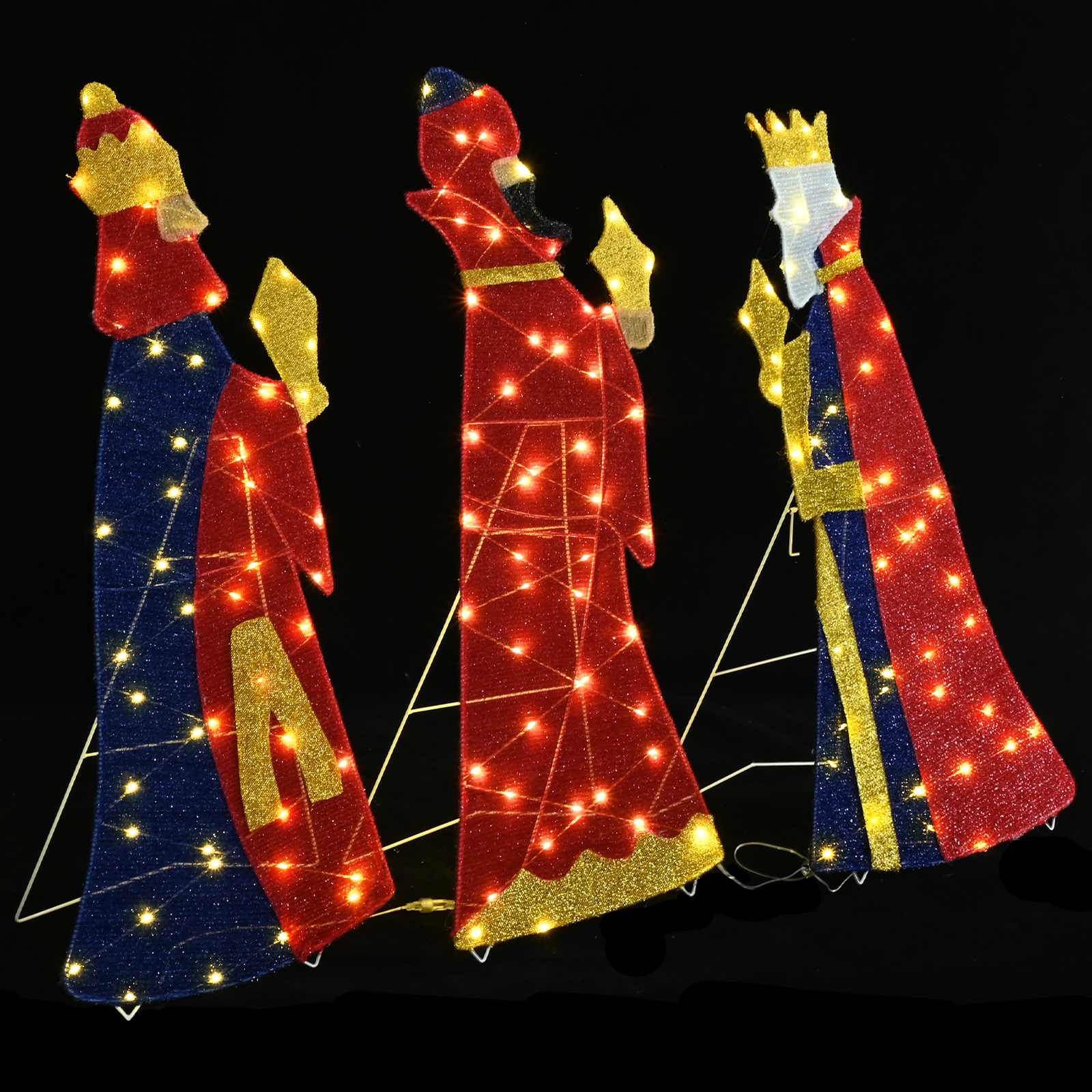 Lighting de Noël des 3 Rois 3 pcs Blanc chaud 105 cm tissu - XIOS