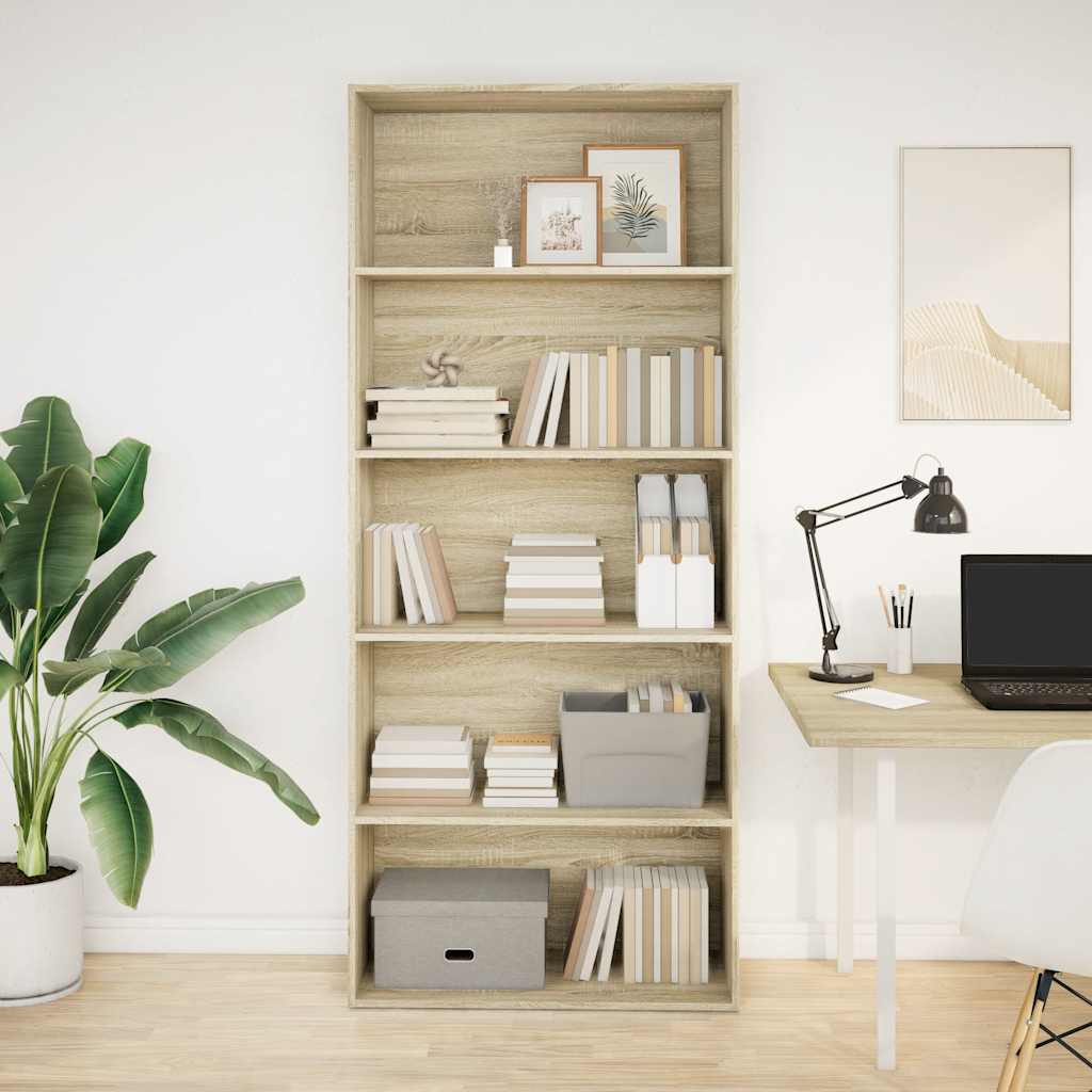 Bibliothèque chêne sonoma 80x30x189 cm bois d'ingénierie - XIOS