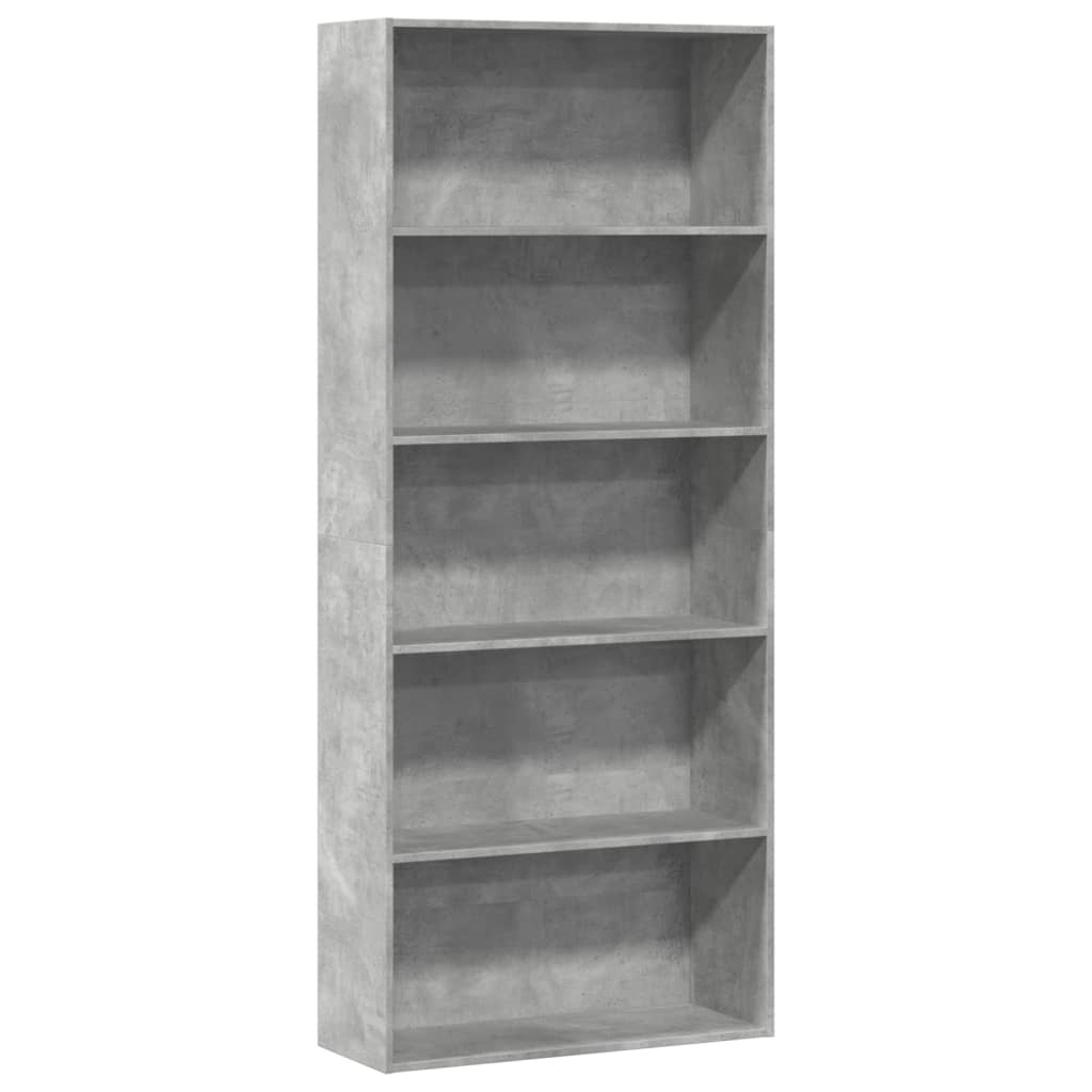 Bibliothèque gris béton 80x30x189 cm bois d'ingénierie - XIOS