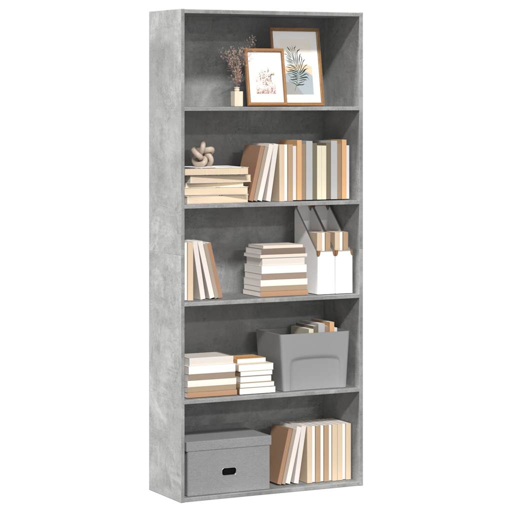 Bibliothèque gris béton 80x30x189 cm bois d'ingénierie - XIOS