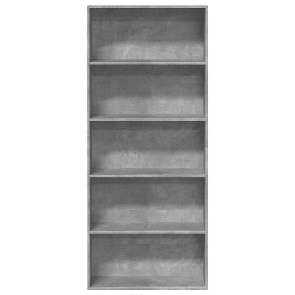 Bibliothèque gris béton 80x30x189 cm bois d'ingénierie - XIOS