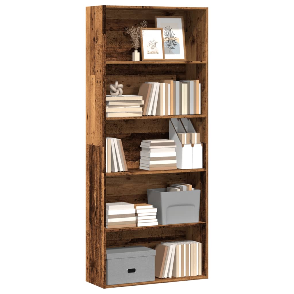 Bibliothèque vieux bois 80x30x189 cm bois d'ingénierie - XIOS