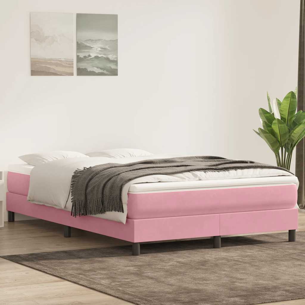 Sommier à lattes de lit sans matelas rose 140x210 cm velours - XIOS