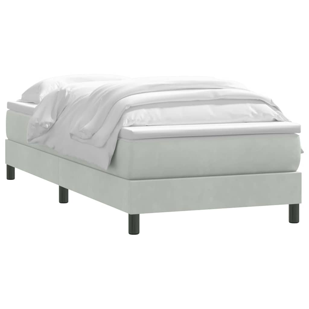 Sommier à lattes de lit et matelas gris clair 80x210 cm velours - XIOS