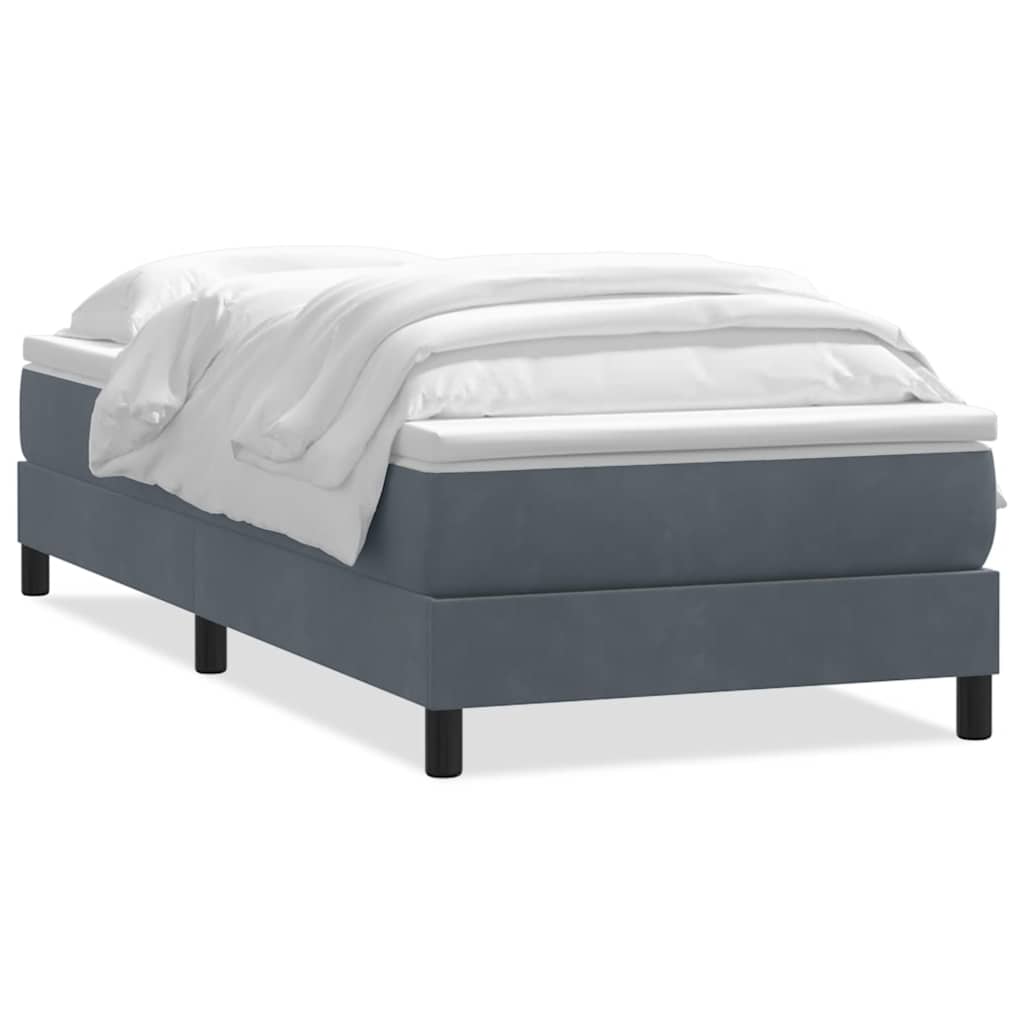 Sommier à lattes de lit et matelas gris foncé 80x210 cm velours - XIOS