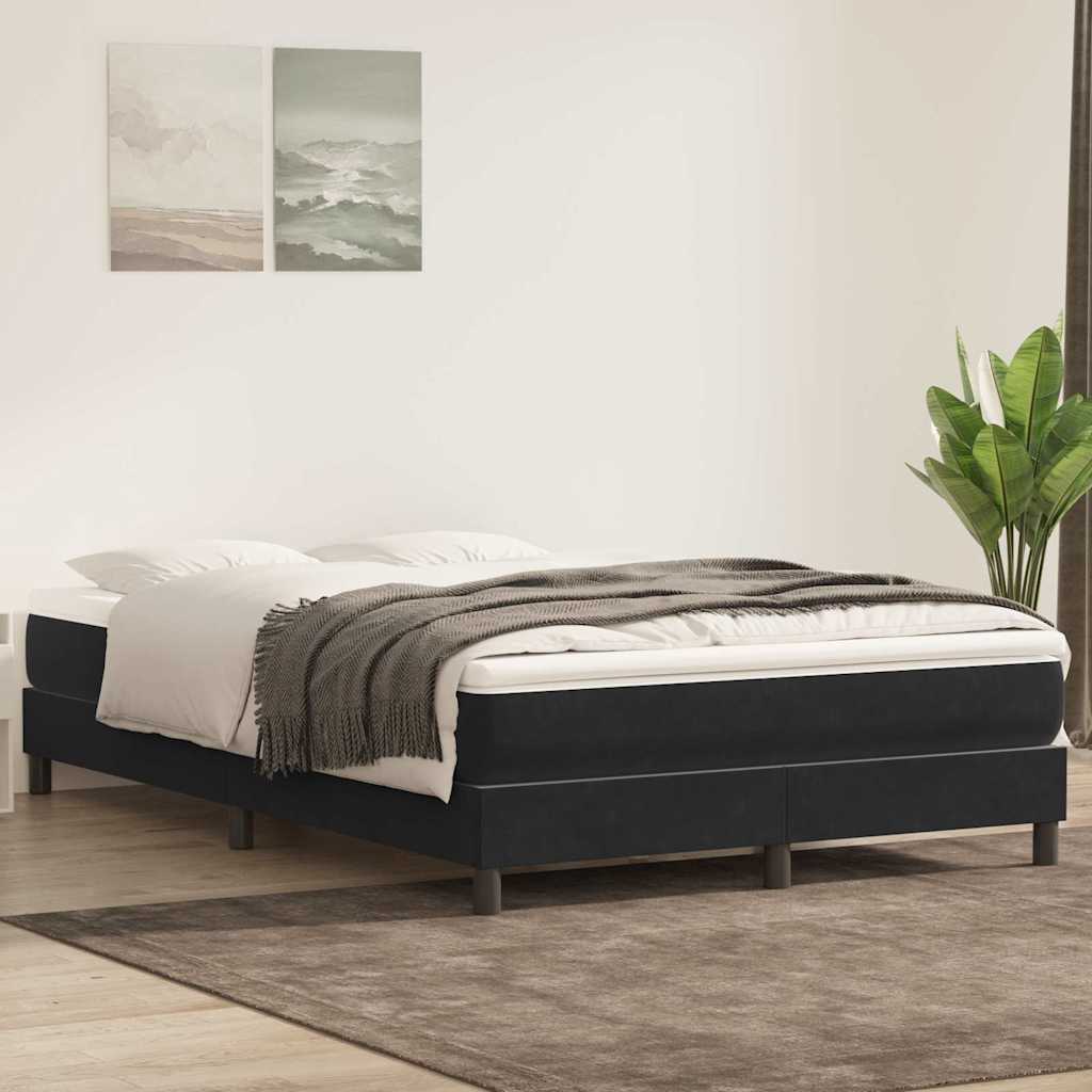 Sommier à lattes de lit avec matelas noir 140x210 cm velours - XIOS